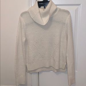 white cropped turtleneck sweater